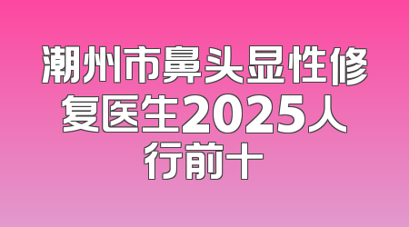 潮州市鼻头显性修复医生2025人行前十