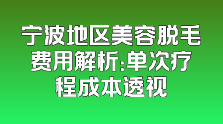 宁波地区美容脱毛费用解析：单次疗程成本透视