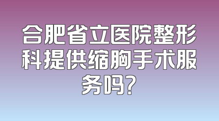 合肥省立医院整形科提供缩胸手术服务吗？