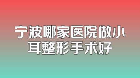 宁波哪家医院做小耳整形手术好