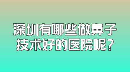 深圳有哪些做鼻子技术好的医院呢？