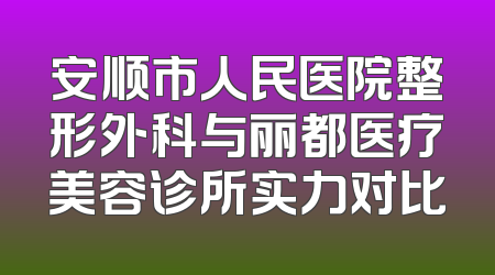 安顺市人民医院整形外科与丽都医疗美容诊所实力对比