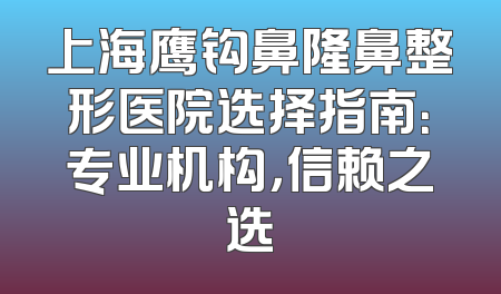 上海鹰钩鼻隆鼻整形医院选择指南：专业机构，信赖之选