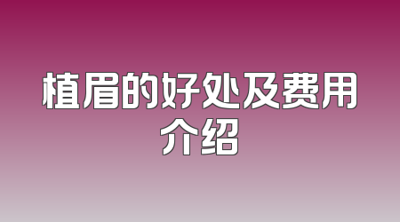 植眉的好处及费用介绍