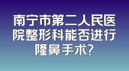 南宁市第二人民医院整形科能否进行隆鼻手术？