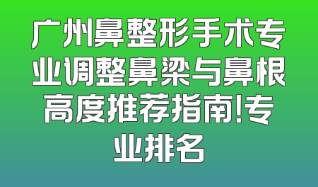 广州鼻整形手术专业调整鼻梁与鼻根高度推荐指南！专业排名