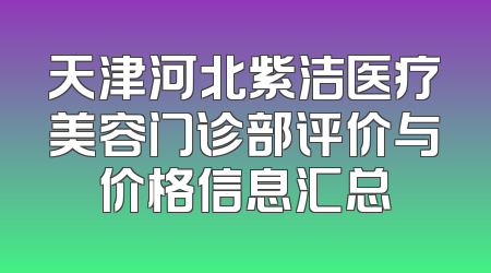 天津河北紫洁医疗美容门诊部评价与价格信息汇总