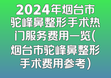 2024年烟台市驼峰鼻整形手术热门服务费用一览（烟台市驼峰鼻整形手术费用参考）