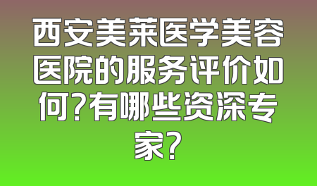 西安美莱医学美容医院的服务评价如何？有哪些资深专家？