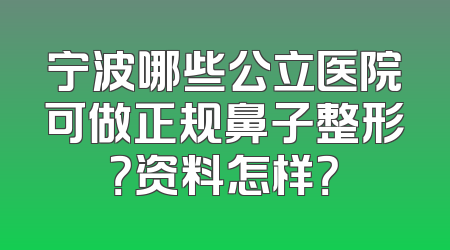 宁波哪些公立医院可做正规鼻子整形？资料怎样？