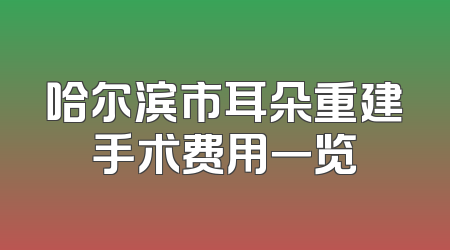 哈尔滨市耳朵重建手术费用一览