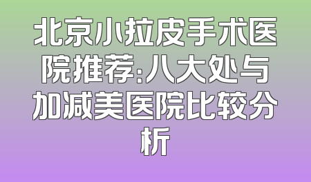 北京小拉皮手术医院推荐：八大处与加减美医院比较分析
