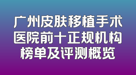 广州皮肤移植手术医院前十正规机构榜单及评测概览