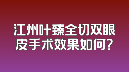 江州叶臻全切双眼皮手术效果如何？