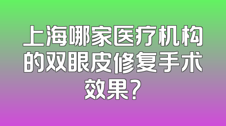 上海哪家医疗机构的双眼皮修复手术效果？