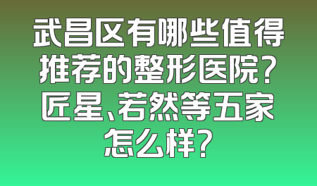 武昌区有哪些值得推荐的整形医院？匠星、若然等五家怎么样？