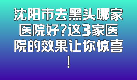 沈阳市去黑头哪家医院好？这3家医院的效果让你惊喜！