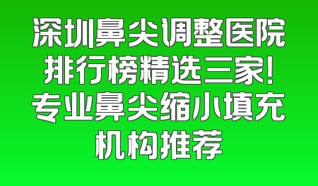 深圳鼻尖调整医院排行榜精选三家！专业鼻尖缩小填充机构推荐