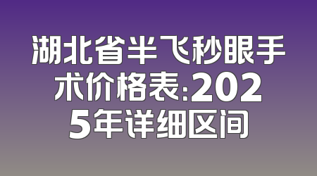 湖北省半飞秒眼手术价格表：2025年详细区间