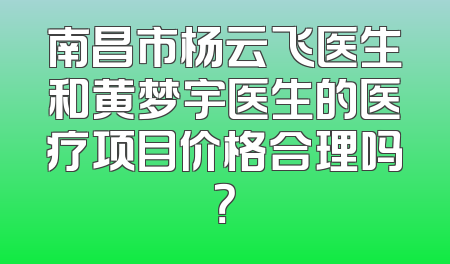 南昌市杨云飞医生和黄梦宇医生的医疗项目价格合理吗？