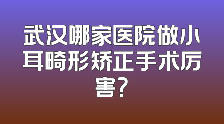 武汉哪家医院做小耳畸形矫正手术厉害？