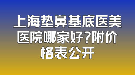 上海垫鼻基底医美医院哪家好？附价格表公开