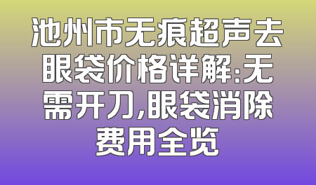 池州市无痕超声去眼袋价格详解：无需开刀，眼袋消除费用全览