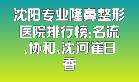沈阳专业隆鼻整形医院排行榜：名流、协和、沈河崔日香