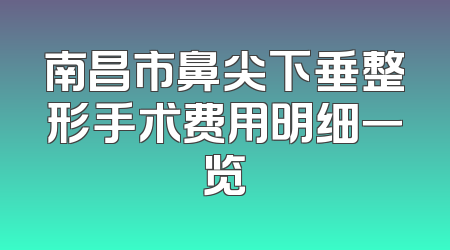 南昌市鼻尖下垂整形手术费用明细一览