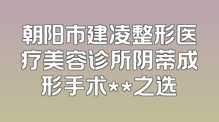 朝阳市建凌整形医疗美容诊所阴蒂成形手术**之选