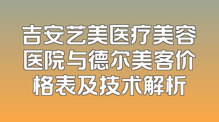 吉安艺美医疗美容医院与德尔美客价格表及技术解析
