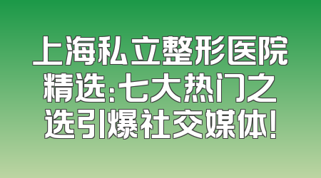 上海私立整形医院精选：七大热门之选引爆社交媒体！