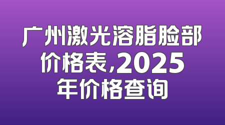 广州激光溶脂脸部价格表，2025年价格查询