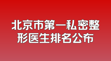北京市第一私密整形医生排名公布