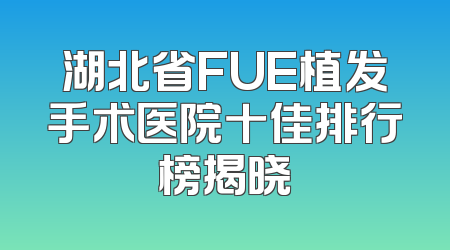 湖北省FUE植发手术医院十佳排行榜揭晓