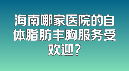海南哪家医院的自体脂肪丰胸服务受欢迎？