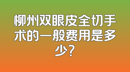 柳州双眼皮全切手术的一般费用是多少？