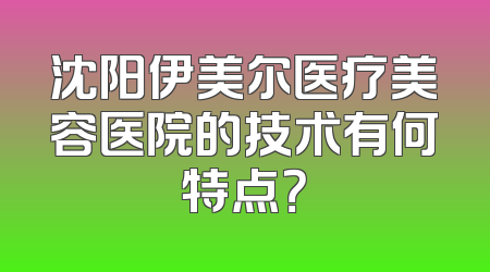 沈阳伊美尔医疗美容医院的技术有何特点？