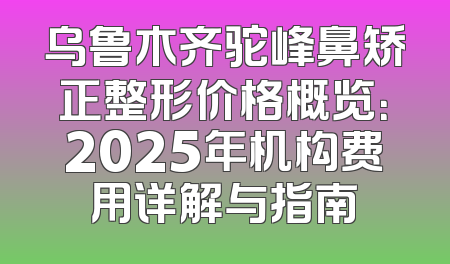 乌鲁木齐驼峰鼻矫正整形价格概览：2025年机构费用详解与指南