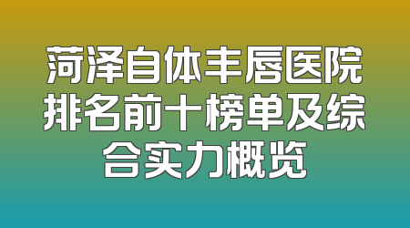菏泽自体丰唇医院排名前十榜单及综合实力概览