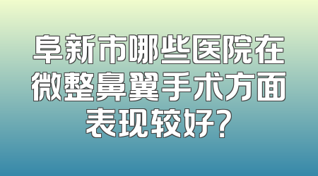 阜新市哪些医院在微整鼻翼手术方面表现较好？
