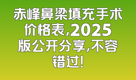 赤峰鼻梁填充手术价格表，2025版公开分享，不容错过！