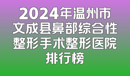 2024年温州市文成县鼻部综合性整形手术整形医院排行榜