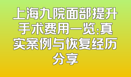 上海九院面部提升手术费用一览：真实案例与恢复经历分享