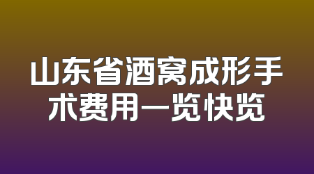 山东省酒窝成形手术费用一览快览