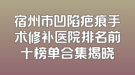 宿州市凹陷疤痕手术修补医院排名前十榜单合集揭晓