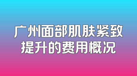 广州面部肌肤紧致提升的费用概况