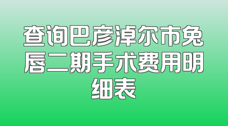 查询巴彦淖尔市兔唇二期手术费用明细表