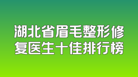 湖北省眉毛整形修复医生十佳排行榜