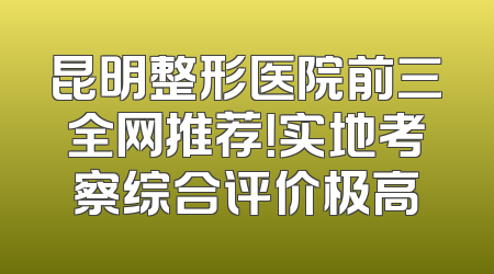 昆明整形医院前三全网推荐！实地考察综合评价极高